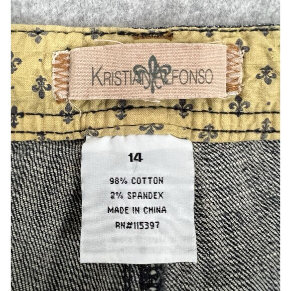 Kristian Alfonso Fleur de Lis Bootcut Jeans Women’s 14 Med Wash Stretch Denim - Picture 3 of 16